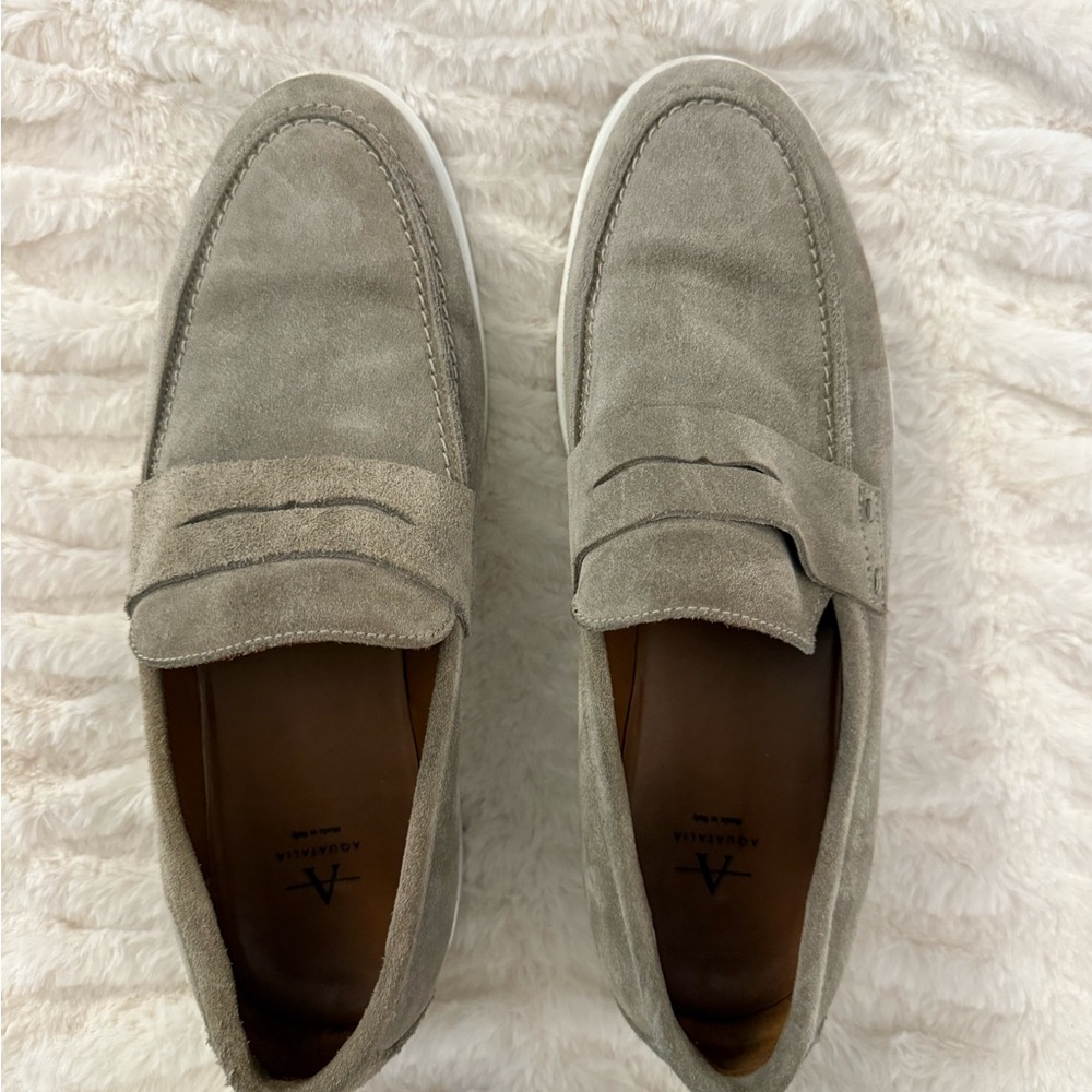 Aquatalia Gray Suede Loafers for Men